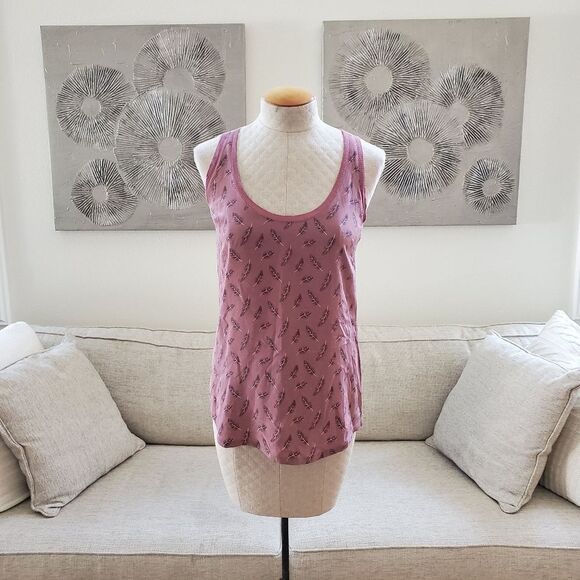 JOIE | 'Rain' 100% Silk Feather Print Sleeveless Top - size XS in Mauve - Picture 1 of 13